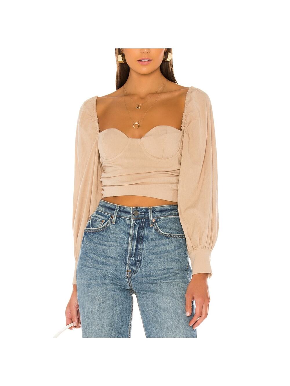 Majorelle Ruched Beige Emily Top Size XS